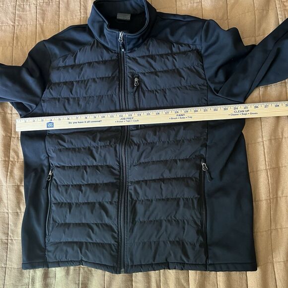 32 Degrees Men’s XL Black Mixed Media Puffer Jacket Zip Up Poly Fill - Picture 7 of 11